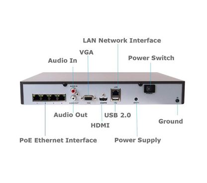 HILOOK NVR-104MH-C/4P Metal, Sata Interface 1, up to 6TB per HDD, HDMI Output 1, up to 4K, 1-ch @ 4K or 4-ch @ 1080P, 40Mbps Bit